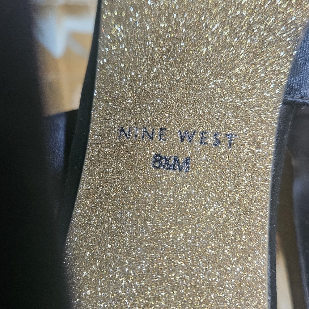 Nine West Black Heels with Gold Glitter Sole - Picture 3 of 7